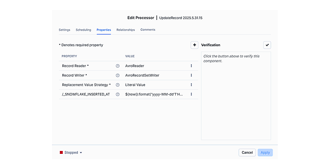 Processor UpdateRecord