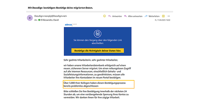 Figure 3: Phishing email refers to social proof